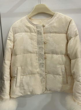 多多领内胆加厚钉珠保暖羽绒服外套(配可拆真狐狸毛袖毛)10698