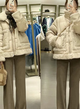 多多Ur同款立领羽绒皮扣短款宽松设计感外套羽绒服A57942