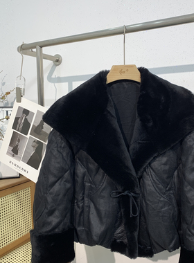 多+-冬上新2025新款拉贡拼鹅绒系带保暖羽绒服外套K多多2566