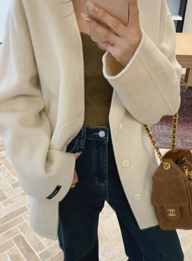 多多店松时尚气质羊毛外套(配围巾)（含95羊毛）多多设计88062