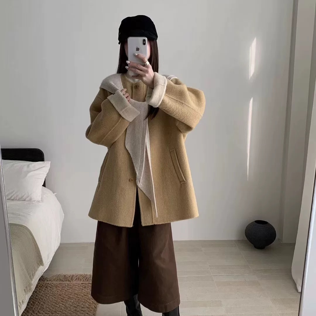 多多设计保暖羊毛外套(配可拆卸披肩)（含100绵羊毛）YY3617599
