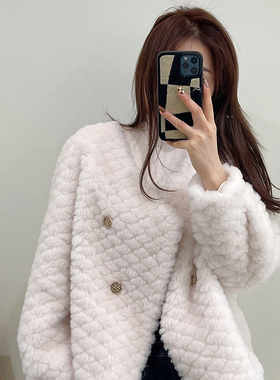 AUBE NU多年轻款双排扣经典时尚休闲羊毛外套（含100羊毛）2122