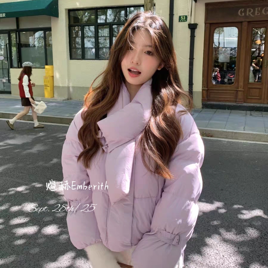 多多小众暖小个子短款羽绒服(配围巾)(不可拆围巾)S1-123110