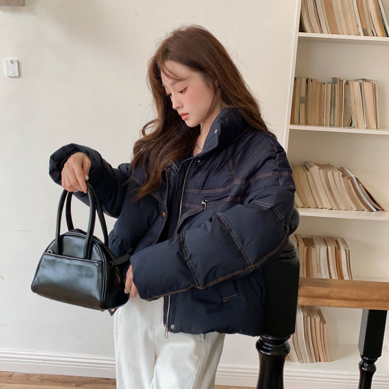 多多家上新拼接牛仔减龄百搭短款休闲显瘦保暖羽绒服外套8866纳