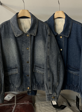 多多店冬上新水洗牛仔做旧休闲保暖羽绒服外套A25935