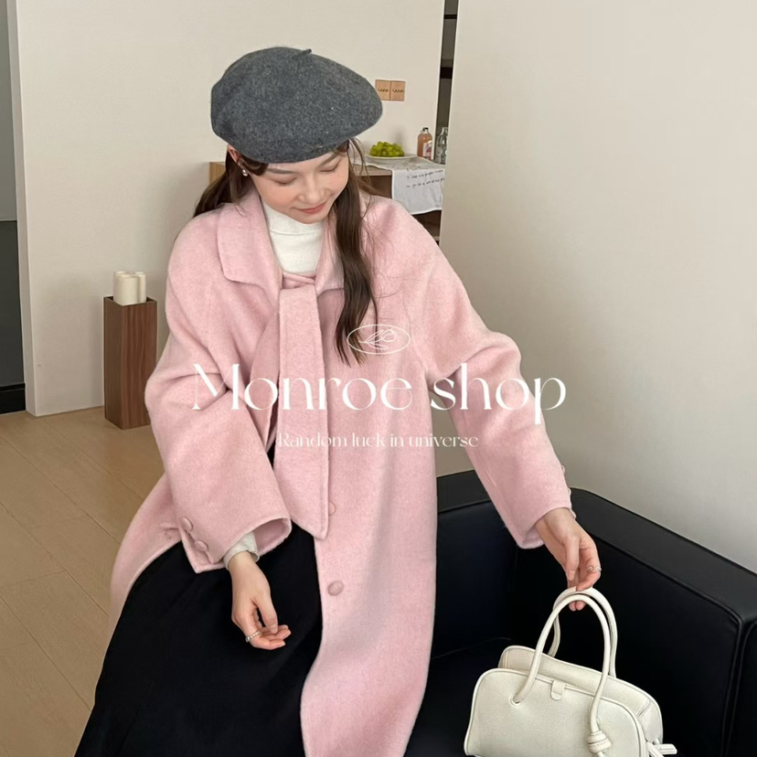 多多冬上新温柔风长款宽松气质羊毛外套（含100澳毛）8126