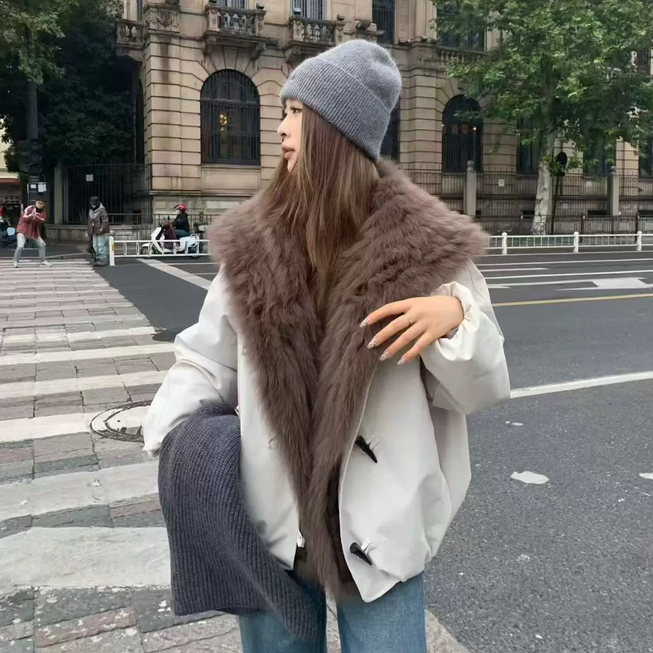 多多胆鹅绒派克服羽绒服(配毛领狐狸毛真毛可拆卸)(含50鹅绒)MU63