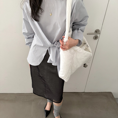 多多26夏上新复古风条纹系带小衫61602