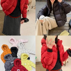 多多软糯可爱减龄设计感连帽泡芙保暖羽绒服外套as1109