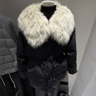 多多轻奢结构赫本风收腰毛领中羽绒服保暖羽绒服外套820