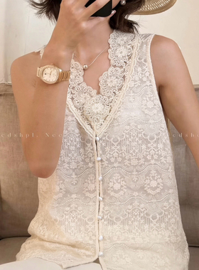 多多店26夏上新南法复古温柔蕾丝刺绣无袖马甲YS2-多X032