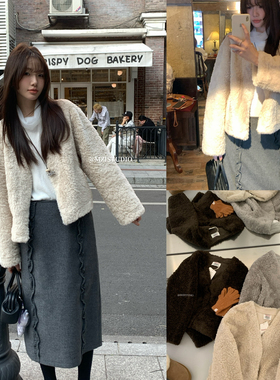 多多设计古摩登时代韩标冬季仿羊羔毛v领气质知性短外套32851#