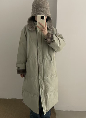 多多店经典格纹袖口舒适百搭单排扣保暖羽绒服外套i24008