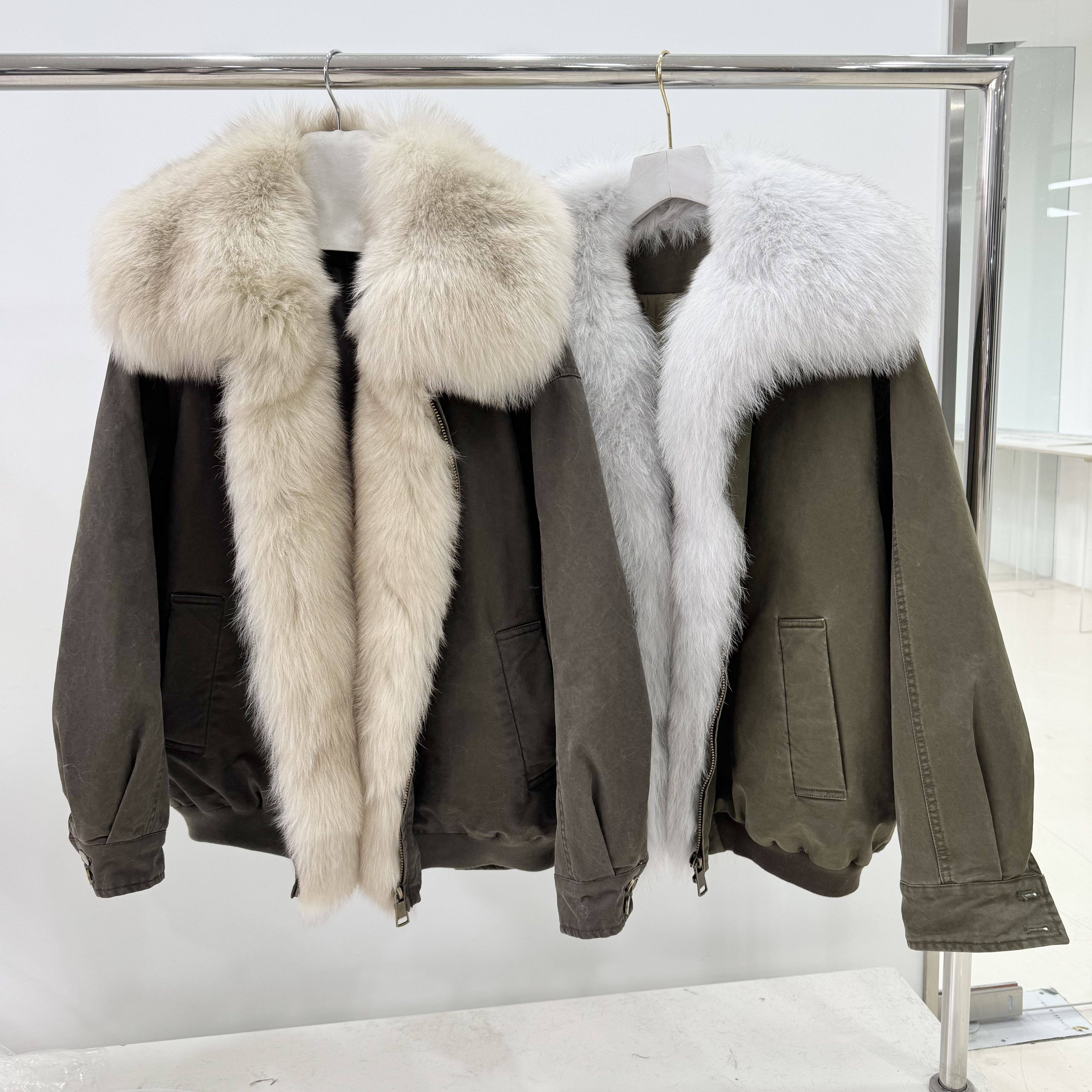 多多0新国标鹅绒内胆保暖羽绒服外套(配毛领狐狸毛真毛可拆卸)OF6