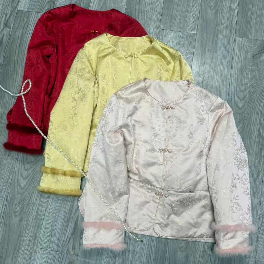 多多店新交织提花织金线面料缎面泛着细碎光泽国风棉服G227-306