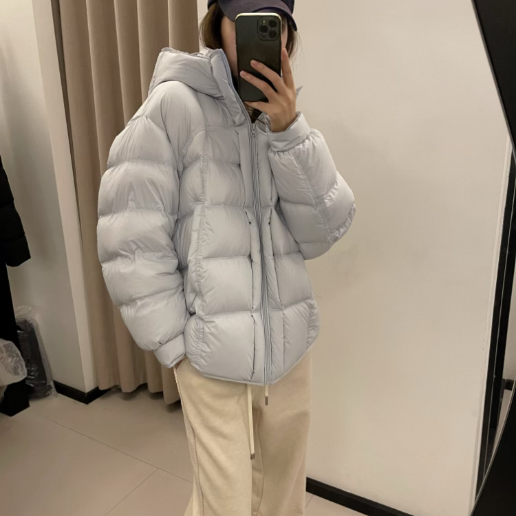 多M-标白鸭绒基础款简约高级不挑人云朵连帽保暖羽绒服外套067030