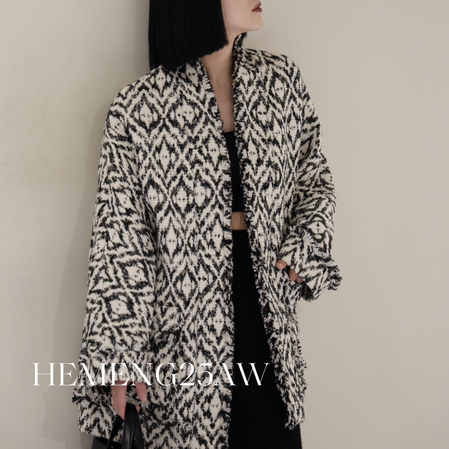 多多极简阔版松弛感短外套（含11.9羊毛）HM606