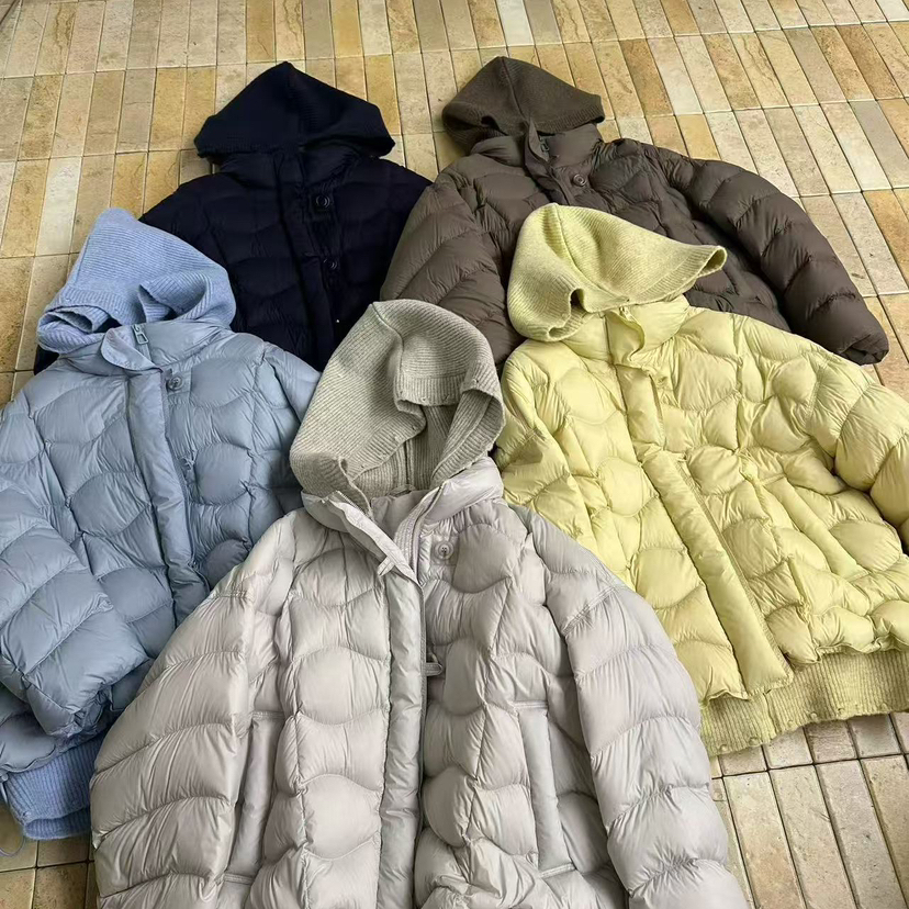 多多小众连帽洋气显瘦保暖羽绒服外套(不可拆卸针织帽)5229