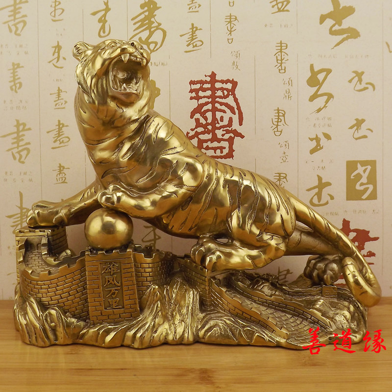 大号纯铜虎黄铜老虎生肖虎属虎吉祥物招财虎雄风万里铜虎摆件饰品