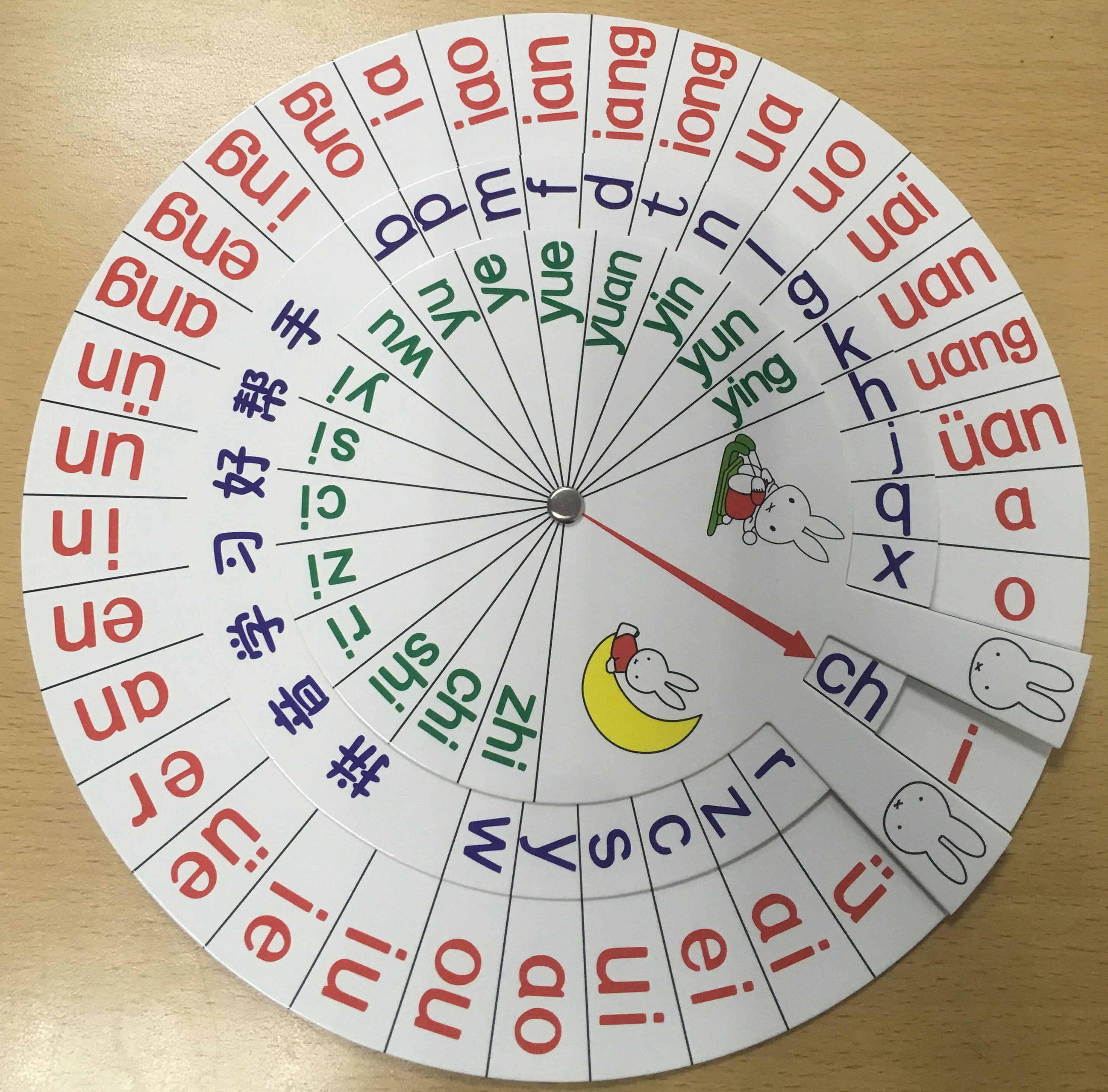 小学生轻松学习声母韵母整体认读音节三层创意拼音转盘直径24cm