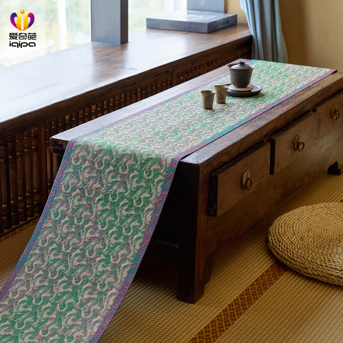 爱奇葩 设计师联名丹青溯浪桌旗轻奢高端茶台桌布斗柜盖布茶席布