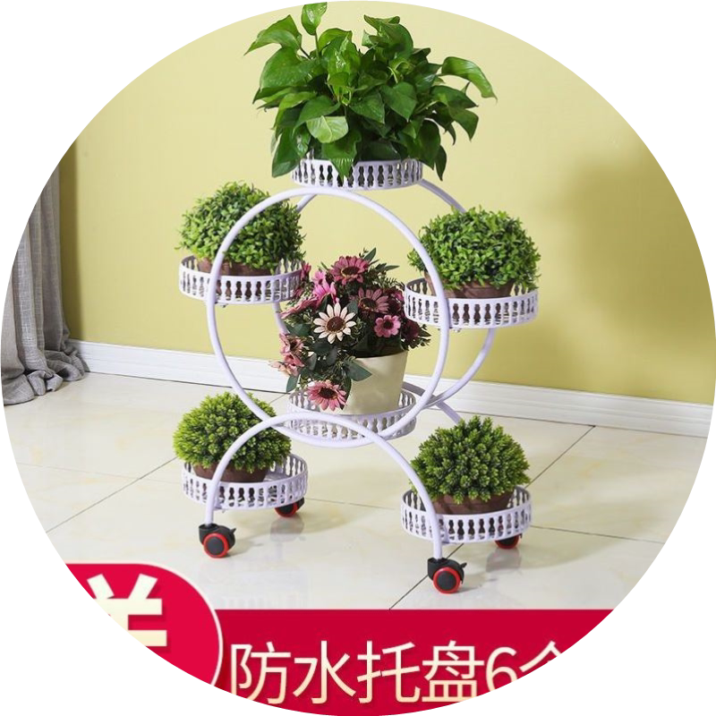 欧式铁艺花架子多层特价网红花架可移动带轮落地式花盆架客厅阳台