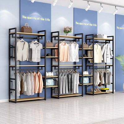 铁艺男女服装店挂衣架落地式服装展示架双层货架陈列架简约童装架