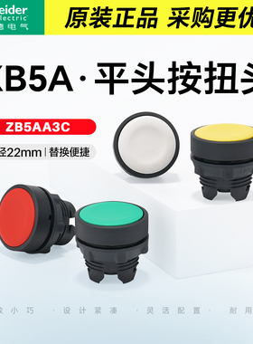 施耐德平头按钮头自复位22mm点动开关头绿红白黄蓝黑色ZB5AA4C A3