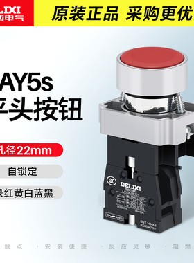 德力西平头按钮开关自锁定LAY5SBA31绿色常开红色常闭保持式BA42