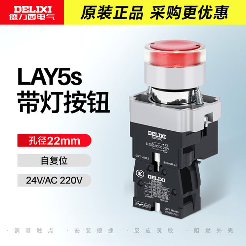 带灯按钮德力西高亮度LED220V