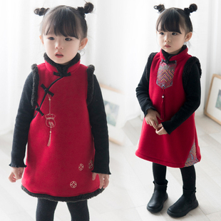 2026儿童马甲旗袍中国风宝宝年装女童唐装冬装新年喜庆宝宝装衣服