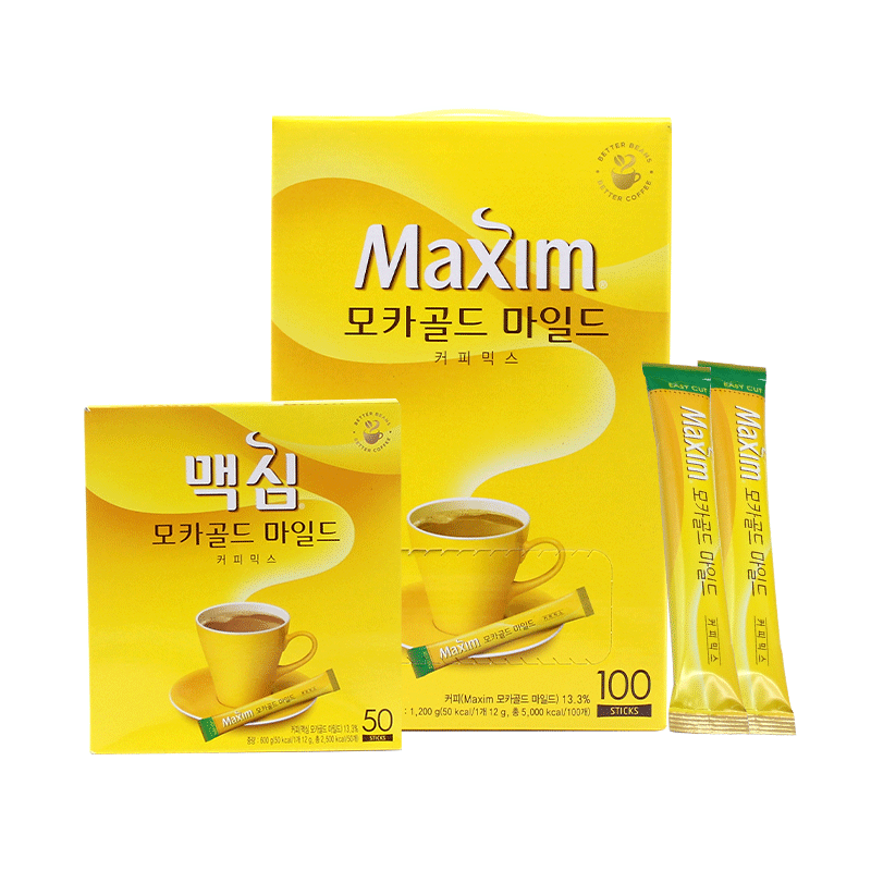 进口黄麦馨咖啡Maxim三合一韩国摩卡口味咖啡粉100条礼盒装1200g