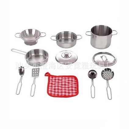 跨境 亚马逊 Children's Kitchen Play Toys仿真厨房不锈钢做饭玩