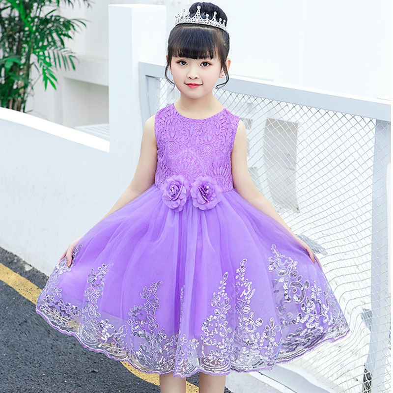 女童连衣裙儿童公主裙子2025新款夏装洋气蕾丝裙小女孩表演服纱裙