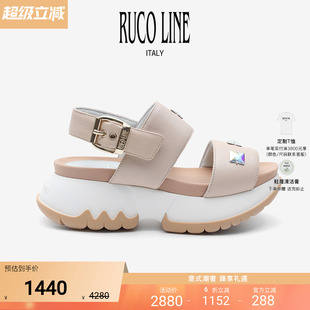 Line如卡萊羊皮女鞋 Ruco 6cm厚底增高老爹鞋 線上專享 真皮涼鞋