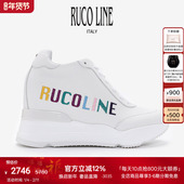 Line如卡莱意大利牛皮字母鞋 女厚底9cm内增高鞋 跑鞋 Ruco 商场同款
