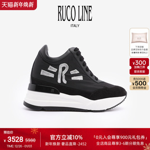 女休闲9cm内增高厚底鞋 跑鞋 Line如卡莱意大利奢华牛皮运动鞋 Ruco
