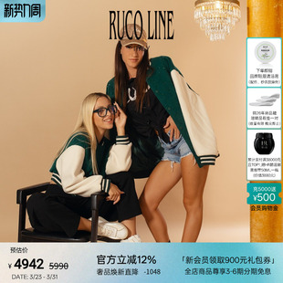 情侣款 秋冬新款 棒球服女夹克绵羊毛呢高腰短外套 Line Ruco