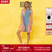 25夏牛仔拼接印花连衣裙女无袖 Ruco Line如卡莱 牛仔裙子