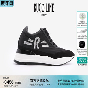 Ruco Line如卡莱意大利奢华牛皮运动鞋跑鞋女休闲9cm内增高厚底鞋