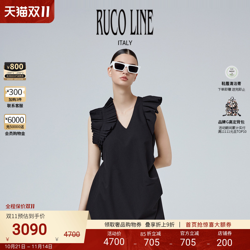 RUCOLINE黑色无袖连衣裙