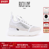女6cm增高鞋 Ruco Line如卡莱意大利奢华亮片厚底休闲厚底运动跑鞋