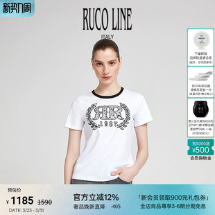 字母印花短袖 Ruco 修身 春夏T恤女时尚 圆领上衣 Line如卡莱