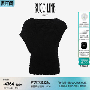设计上衣 春秋T恤女褶皱工艺一字领无袖 Ruco Line如卡莱