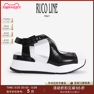 女露趾中空平底女鞋 羊皮鞋 Line如卡莱鱼嘴时装 商场同款 凉鞋 Ruco