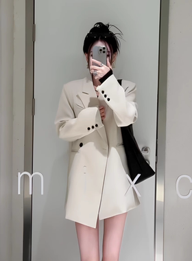西装外套女2026新款高级感宽松轻奢超火中长款韩版洋气小众设计感