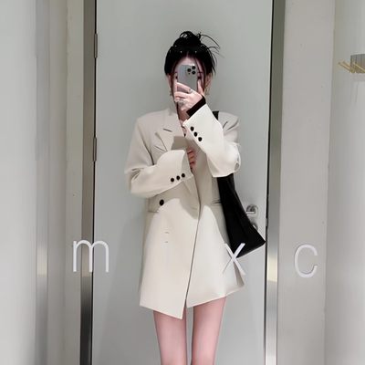 西装外套女2025新款中长款宽松版