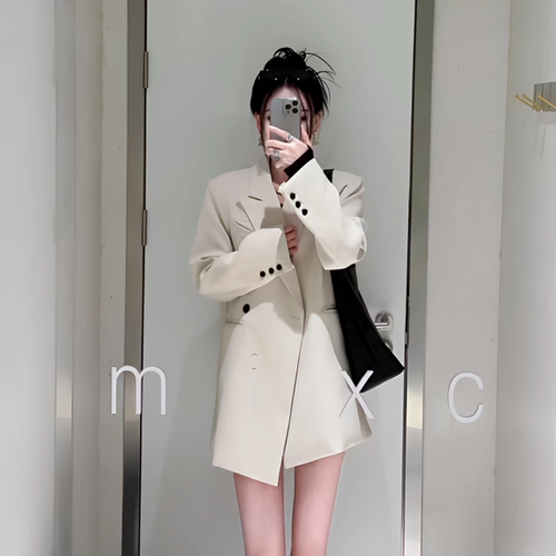 西装外套女2026新款中长款宽松版