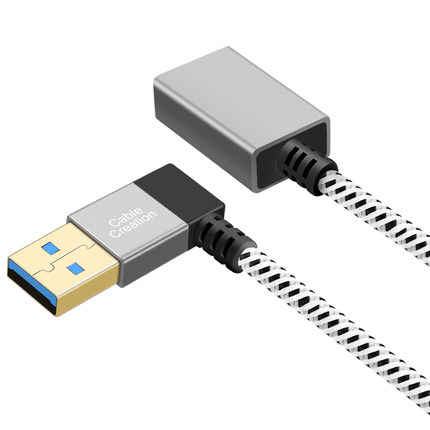 右弯头usb3.0延长线公对母数据线弯头l型鼠标键盘电脑电视U盘手机