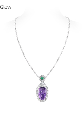 新中式s925紫水晶项链金枝玉叶